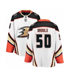 Men's Anaheim Ducks #50 Benoit-Olivier Groulx Authentic White Away Fanatics Branded Breakaway NHL Jersey