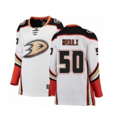Women's Anaheim Ducks #50 Benoit-Olivier Groulx Authentic White Away Fanatics Branded Breakaway NHL Jersey