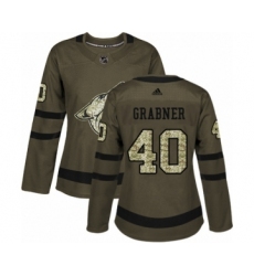 Women's Adidas Arizona Coyotes #40 Michael Grabner Authentic Green Salute to Service NHL Jersey
