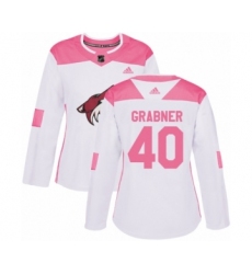 Women's Adidas Arizona Coyotes #40 Michael Grabner Authentic White  Pink Fashion NHL Jersey
