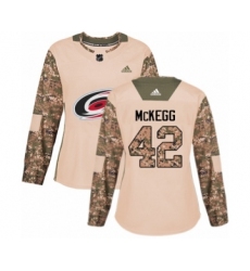 Women's Adidas Carolina Hurricanes #42 Greg McKegg Authentic Camo Veterans Day Practice NHL Jersey