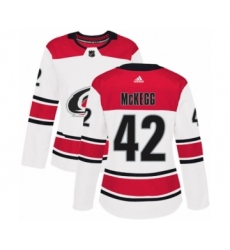 Women's Adidas Carolina Hurricanes #42 Greg McKegg Authentic White Away NHL Jersey