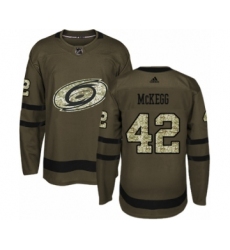 Youth Adidas Carolina Hurricanes #42 Greg McKegg Premier Green Salute to Service NHL Jersey
