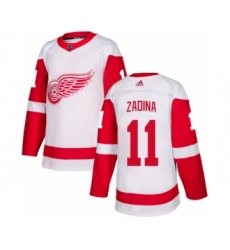Men's Adidas Detroit Red Wings #11 Filip Zadina Authentic White Away NHL Jersey