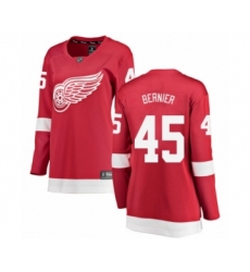 Women's Detroit Red Wings #45 Jonathan Bernier Authentic Red Home Fanatics Branded Breakaway NHL Jersey