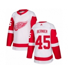 Youth Adidas Detroit Red Wings #45 Jonathan Bernier Authentic White Away NHL Jersey