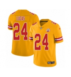 Women's Kansas City Chiefs #24 Jordan Lucas Limited Gold Inverted Legend Football Jersey