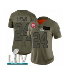 Women's Kansas City Chiefs #24 Jordan Lucas Limited Olive 2019 Salute to Service Super Bowl LIV Bound Football Jersey