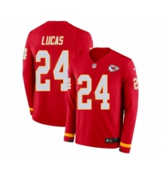 Youth Nike Kansas City Chiefs #24 Jordan Lucas Limited Red Therma Long Sleeve NFL Jersey
