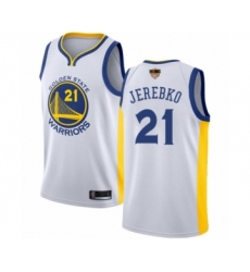 Men's Golden State Warriors #21 Jonas Jerebko Swingman White Basketball 2019 Basketball Finals Bound Jersey - Association Edition