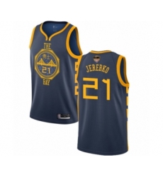 Youth Golden State Warriors #21 Jonas Jerebko Swingman Navy Blue Basketball 2019 Basketball Finals Bound Jersey - City Edition