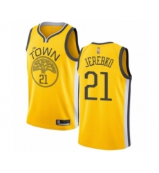 Youth Golden State Warriors #21 Jonas Jerebko Yellow Swingman Jersey - Earned Edition