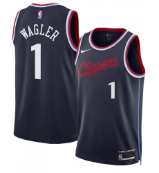 Men's Los Angeles Clippers #1 Keaton Wagler Navy 2026 Draft City Edition Stitched Jersey