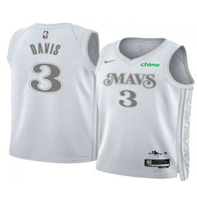 Men's Dallas Mavericks #3 Anthony Davis White 2025 City Edition Stitched Jersey