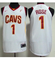 Men's Nike Cleveland Cavaliers #1 Derrick Rose White Stitched NBA Swingman Jersey