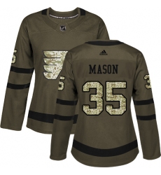 Women's Adidas Philadelphia Flyers #35 Steve Mason Green Salute to Service Stitched NHL Jersey