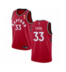 Youth Toronto Raptors #33 Marc Gasol Swingman Red 2019 Basketball Finals Champions Jersey - Icon Edition