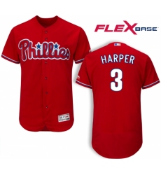 Men's Philadelphia Phillies #3 Bryce Harper Red Flexbase Authentic Collection Stitched MLB Jersey