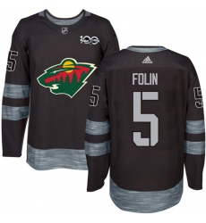Adidas Minnesota Wild #5 Christian Folin Black 1917-2017 100th Anniversary Stitched NHL Jersey