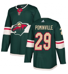 Men's Adidas Minnesota Wild #29 Jason Pominville Green Home Authentic Stitched NHL Jersey