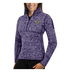 Boston Bruins Antigua Women's Fortune Zip Pullover Sweater purple