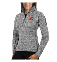 Calgary Flames Antigua Women's Fortune Zip Pullover Sweater Black