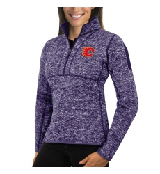 Calgary Flames Antigua Women's Fortune Zip Pullover Sweater Purple