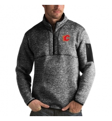 Men's Calgary Flames Antigua Fortune Quarter-Zip Pullover Jacket Charcoal