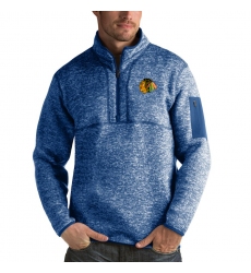 Men's Chicago Blackhawks Antigua Fortune Quarter-Zip Pullover Jacket Blue