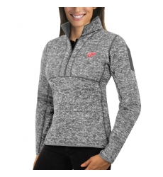 Detroit Red Wings Antigua Women's Fortune Zip Pullover Sweater Black
