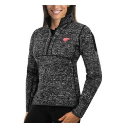 Detroit Red Wings Antigua Women's Fortune Zip Pullover Sweater Charcoal