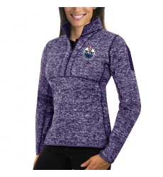 Edmonton Oilers Antigua Women's Fortune Zip Pullover Sweater Purple