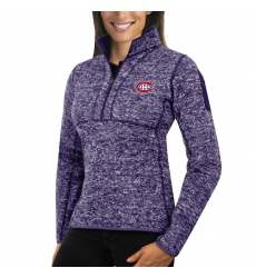 Montreal Canadiens Antigua Women's Fortune Zip Pullover Sweater Purple