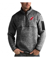 Men's New Jersey Devils Antigua Fortune Quarter-Zip Pullover Jacket Charcoal