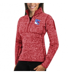 New York Rangers Antigua Women's Fortune Zip Pullover Sweater Red