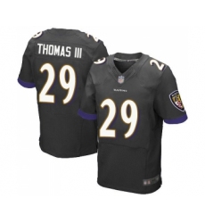 Men's Baltimore Ravens #29 Earl Thomas III Elite Black Alternate Football Jersey