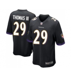 Men's Baltimore Ravens #29 Earl Thomas III Game Black Alternate Football Jersey