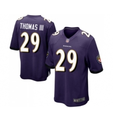 Men's Baltimore Ravens #29 Earl Thomas III Game Purple Team Color Football Jersey