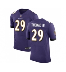 Men's Baltimore Ravens #29 Earl Thomas III Purple Team Color Vapor Untouchable Elite Player Football Jersey