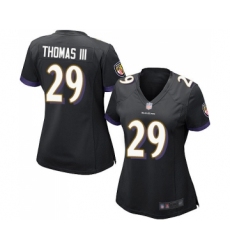 Women's Baltimore Ravens #29 Earl Thomas III Game Black Alternate Football Jersey
