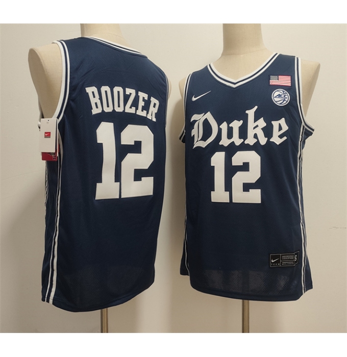 Men's Duke Blue Devils #12 Cameron Boozer Navy Stitched Basketball Jersey