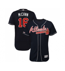 Men's Atlanta Braves #16 Brian McCann Navy Blue Alternate Flex Base Authentic Collection Baseball Jersey
