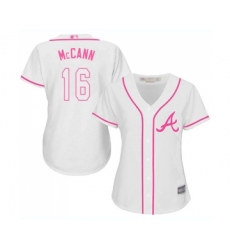 Women's Atlanta Braves #16 Brian McCann Replica White Fashion Cool Base Baseball Jersey