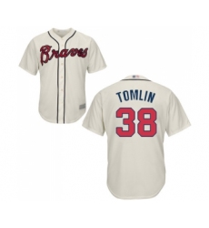 Youth Atlanta Braves #38 Josh Tomlin Replica Cream Alternate 2 Cool Base Baseball Jersey