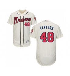 Men's Atlanta Braves #48 Jonny Venters Cream Alternate Flex Base Authentic Collection Baseball Jersey