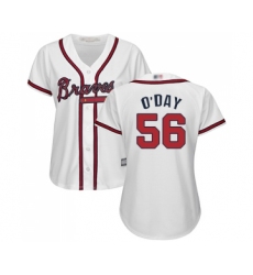 Women's Atlanta Braves #56 Darren O Day Replica White Home Cool Base Baseball Jersey
