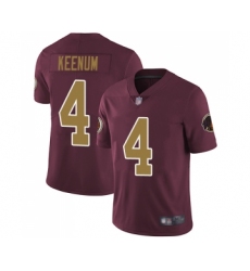Men's Washington Redskins #4 Case Keenum Burgundy Red Gold Number Alternate 80TH Anniversary Vapor Untouchable Limited Player Football Jerseys