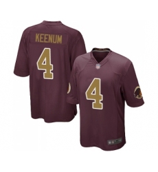 Men's Washington Redskins #4 Case Keenum Game Burgundy Red Gold Number Alternate 80TH Anniversary Football Jerseys