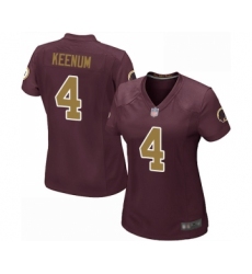 Women's Washington Redskins #4 Case Keenum Game Burgundy Red Gold Number Alternate 80TH Anniversary Football Jersey