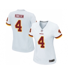 Women's Washington Redskins #4 Case Keenum Game White Football Jerseys